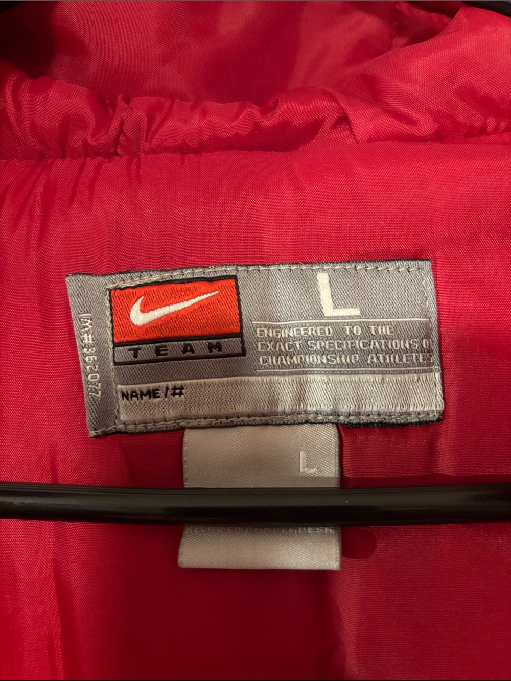 Nike Red Hooded Puffer Jacket with Razorback Patch - Picture 2 of 5